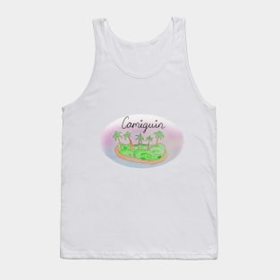 Camiguin watercolor Island travel, beach, sea and palm trees. Holidays and vacation, summer and relaxation Tank Top